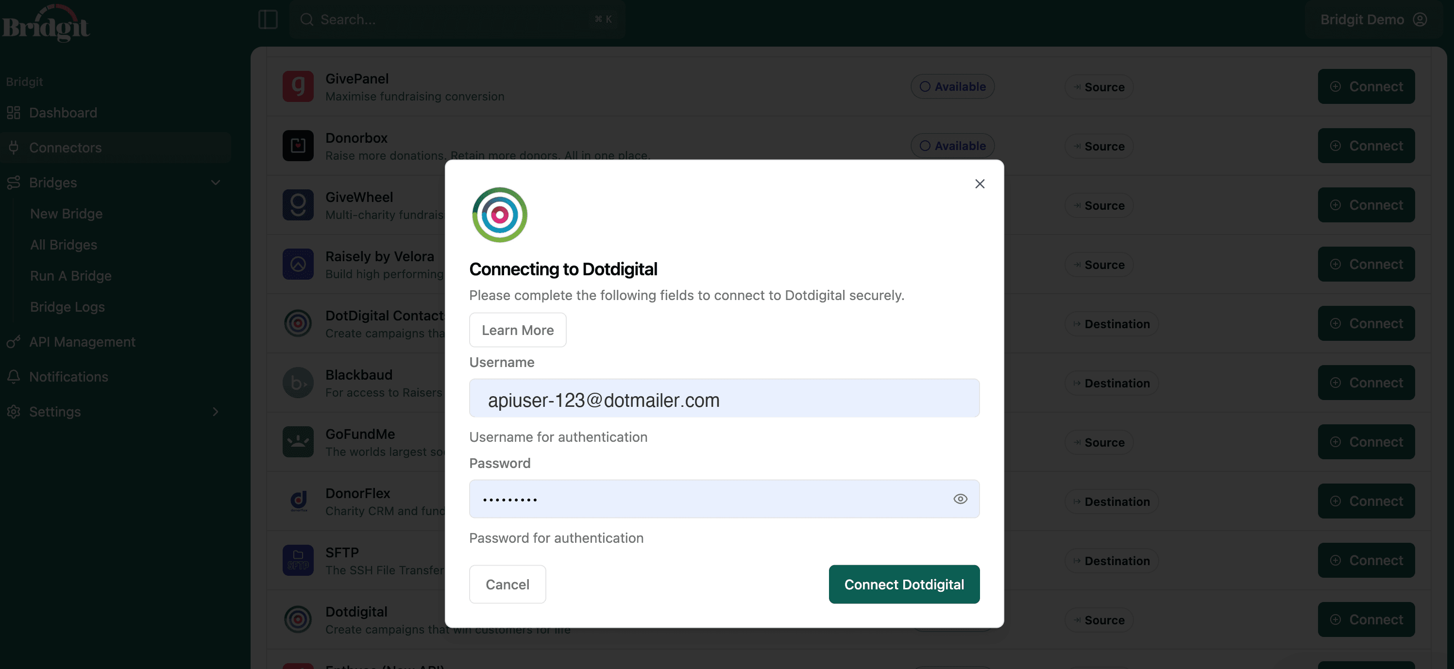 Connecting to Dotdigital in Bridgit